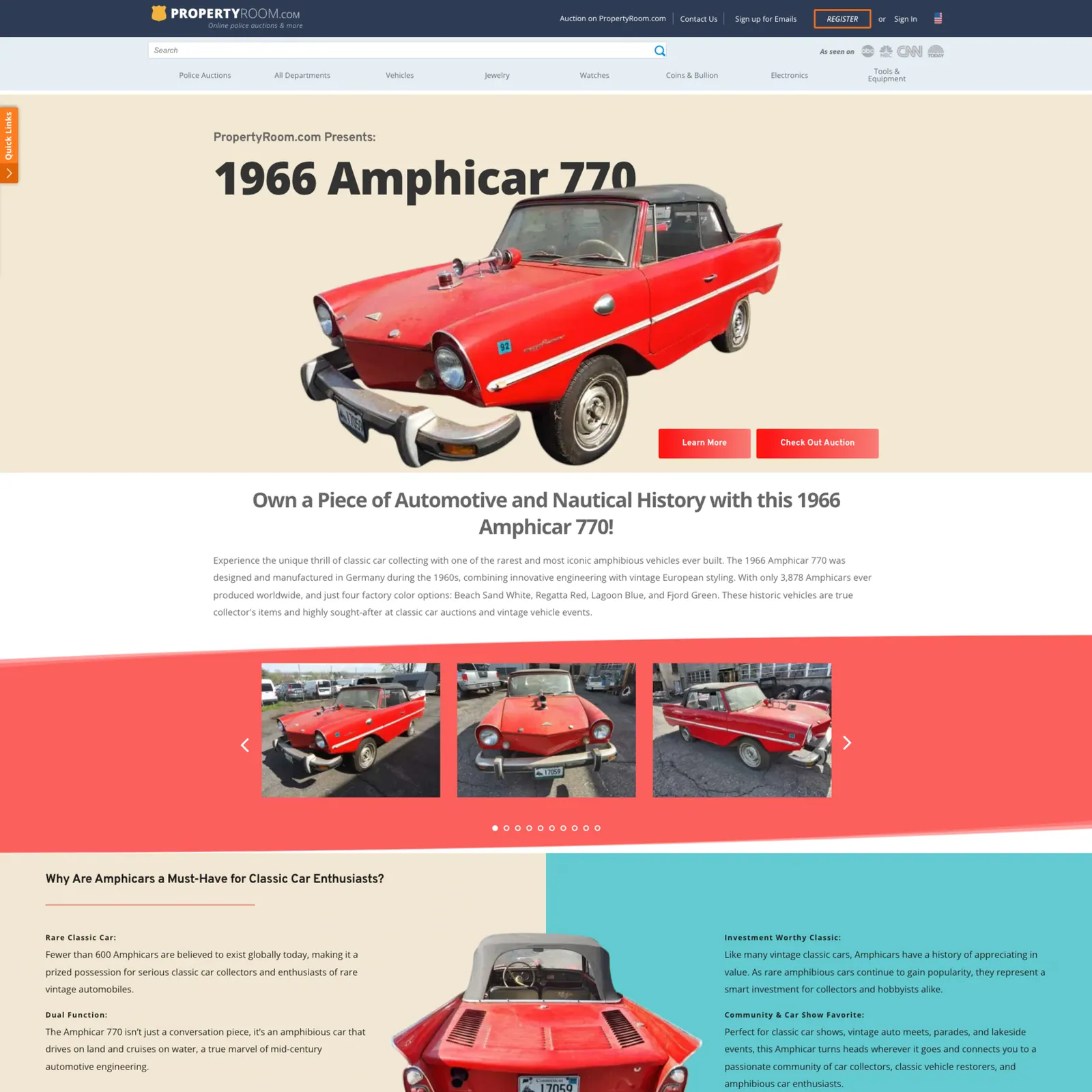 1966 Amphicar 770 — web design project preview