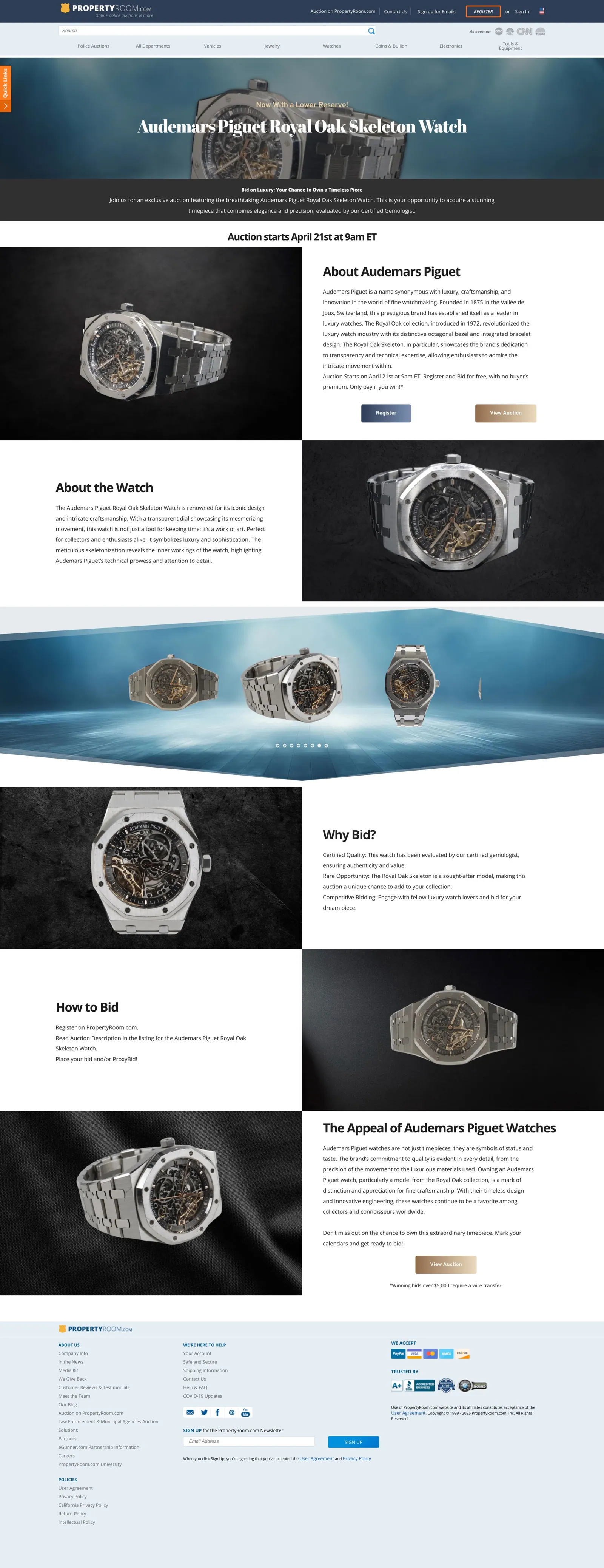 Audemars Piguet Royal Oak auction landing page