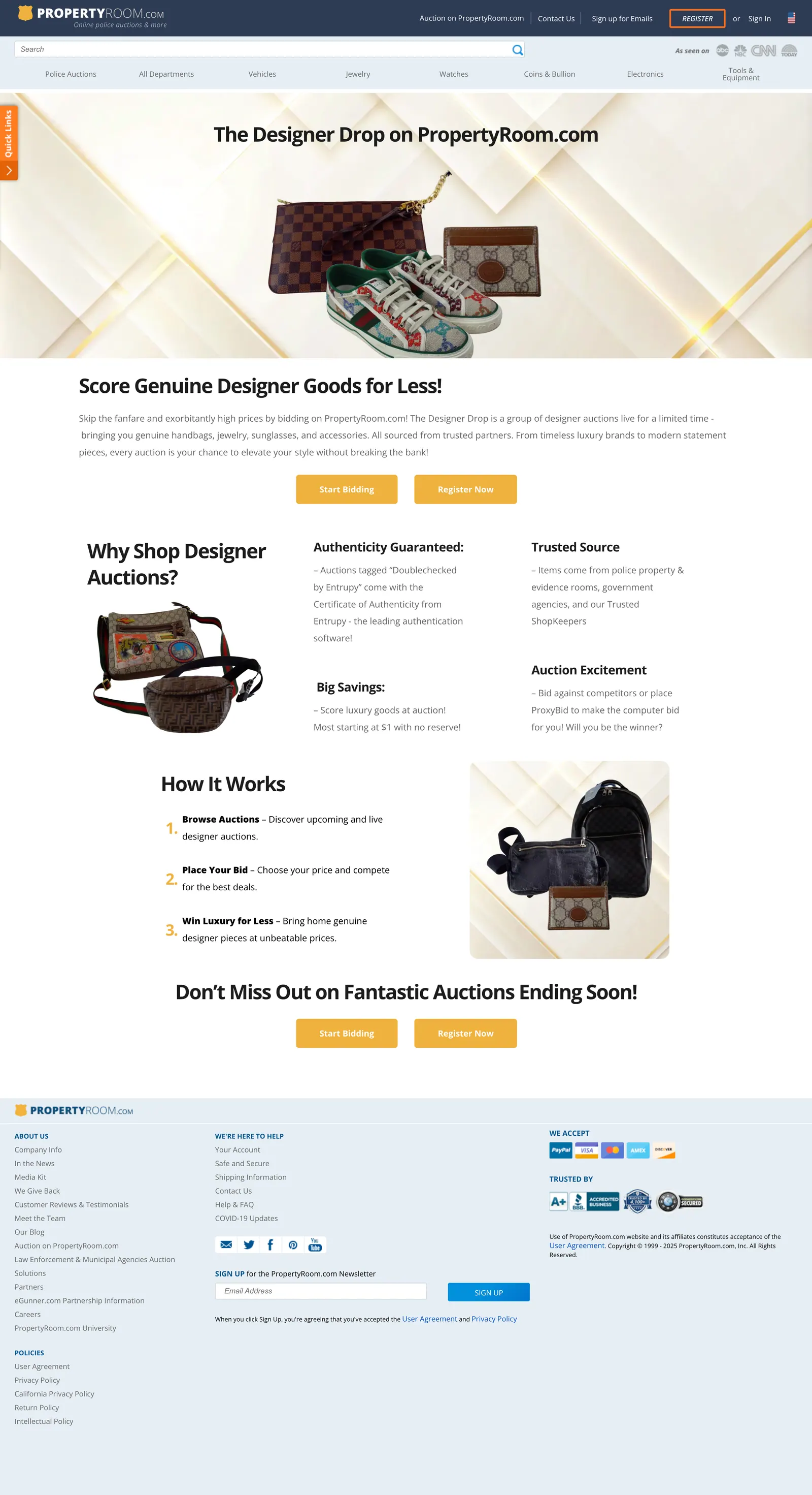 The Designer Drop landing page