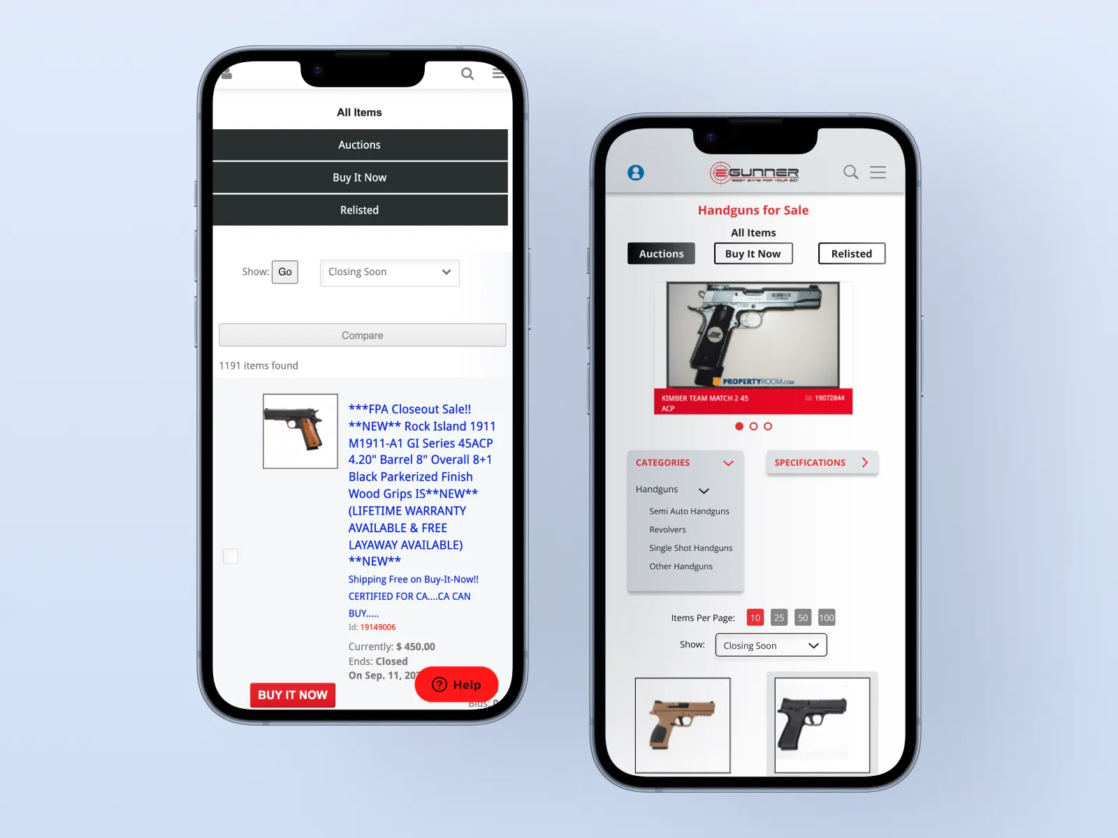 eGunner redesigned category page