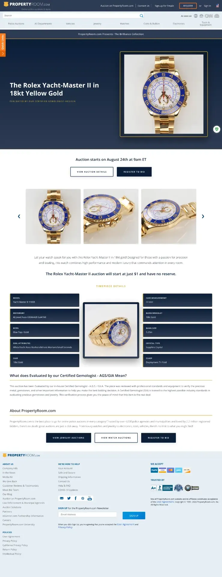 Rolex Yacht-Master II campaign landing page